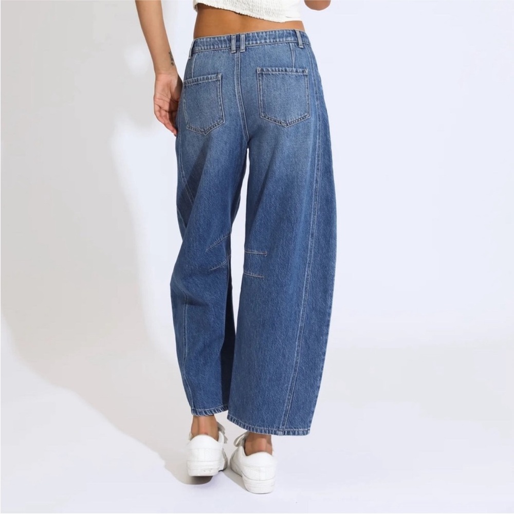 NWT Rewash Utility Barrel Cropped Jeans Size 30 Vintage Wash Blue Denim Cotton - Picture 4 of 13